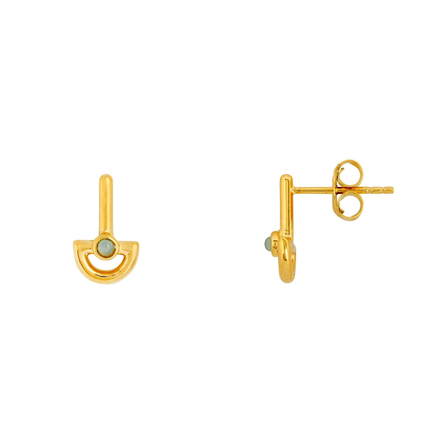 United Kingdom - Gold Chalcedony Stud Earrings