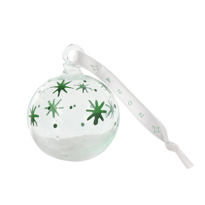 Clear Green Star 2024 Glass Bauble