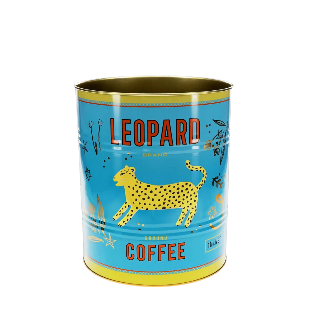 Blue Coffe Leopard Storage Tin