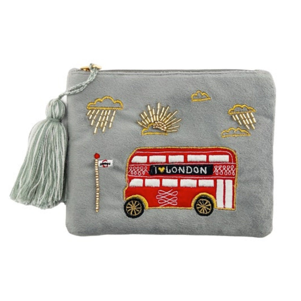 Red London Bus Beaded Pouch