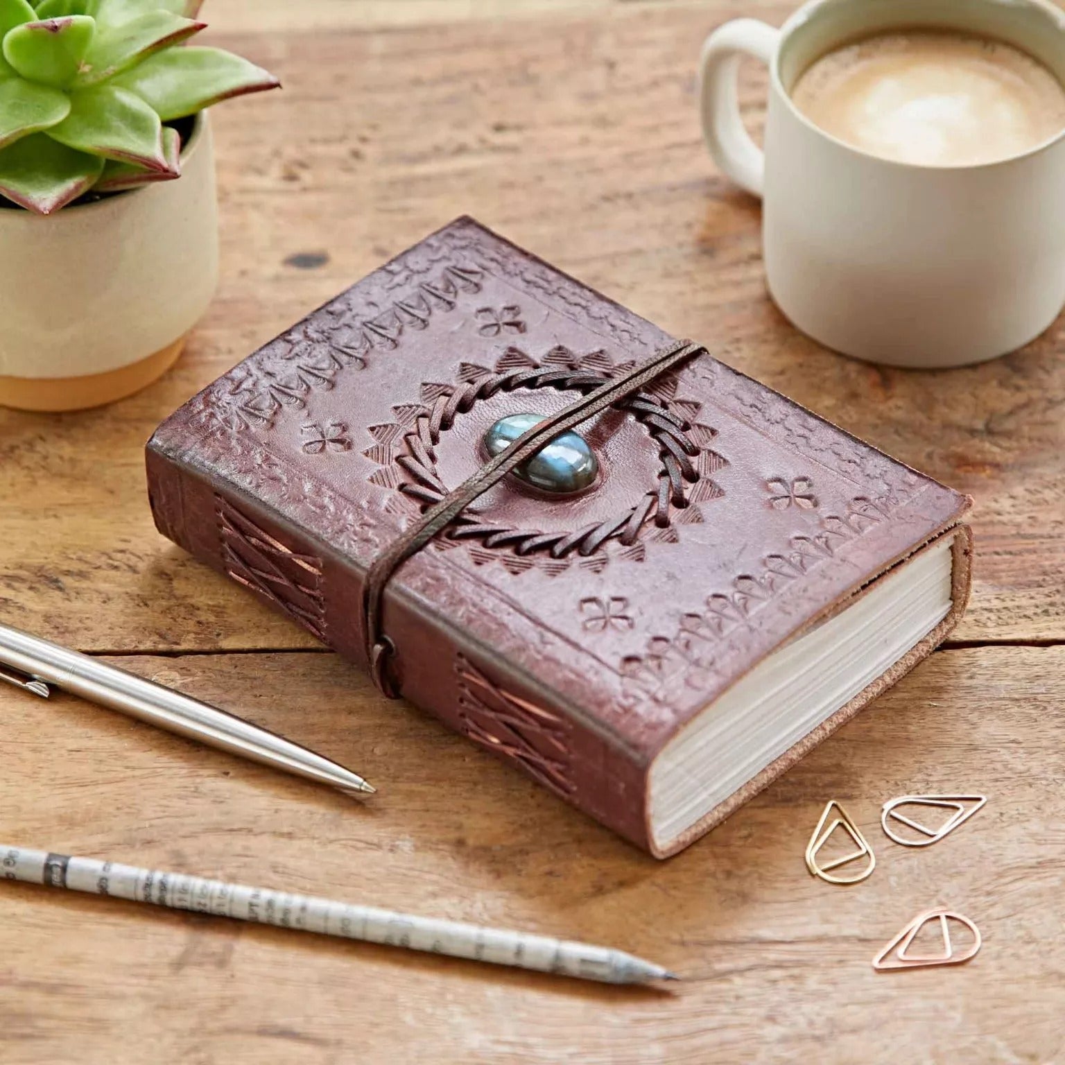 Labradorite Handcrafed Medium Embossed Journal