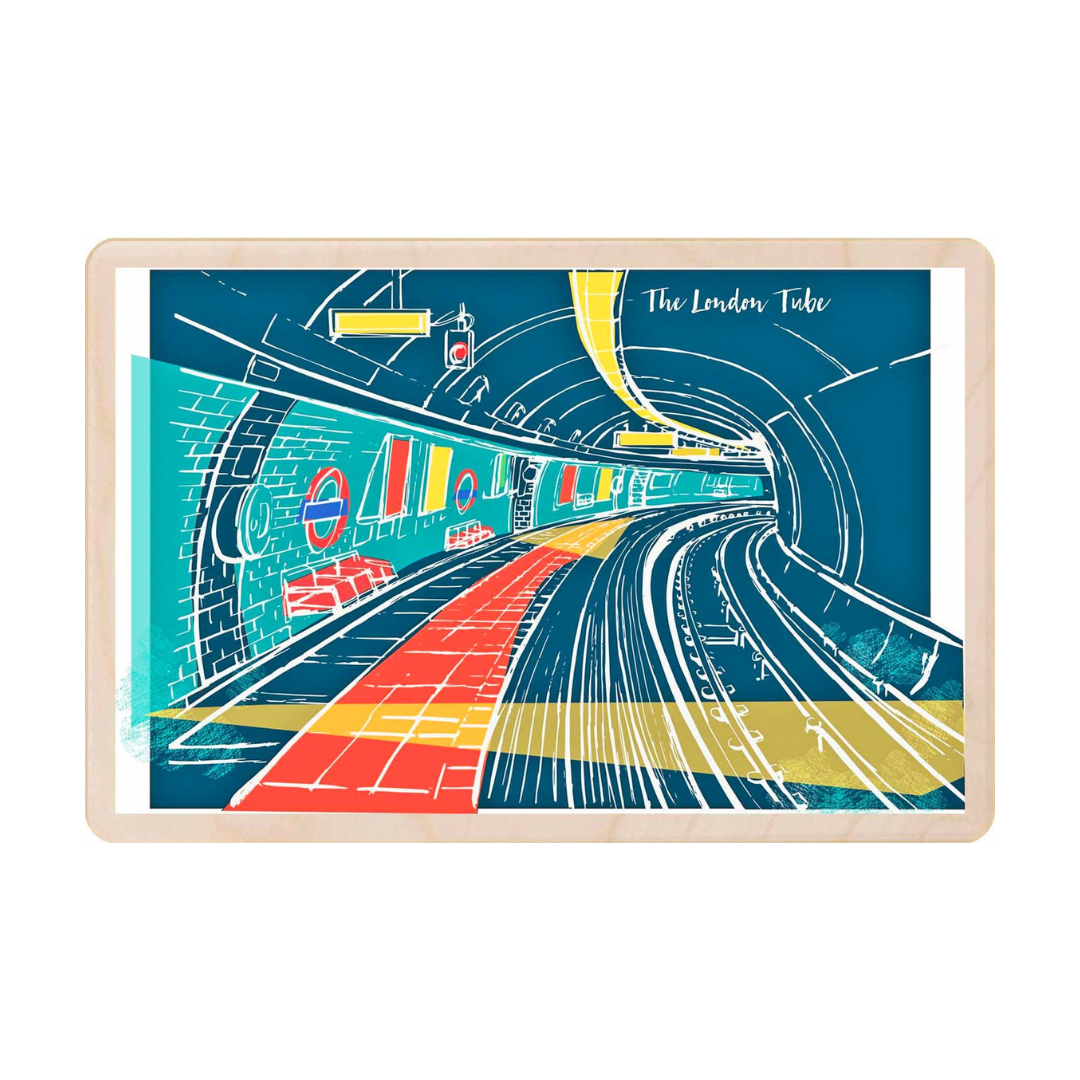 London Tube Wooden Postcard 15x10 cm