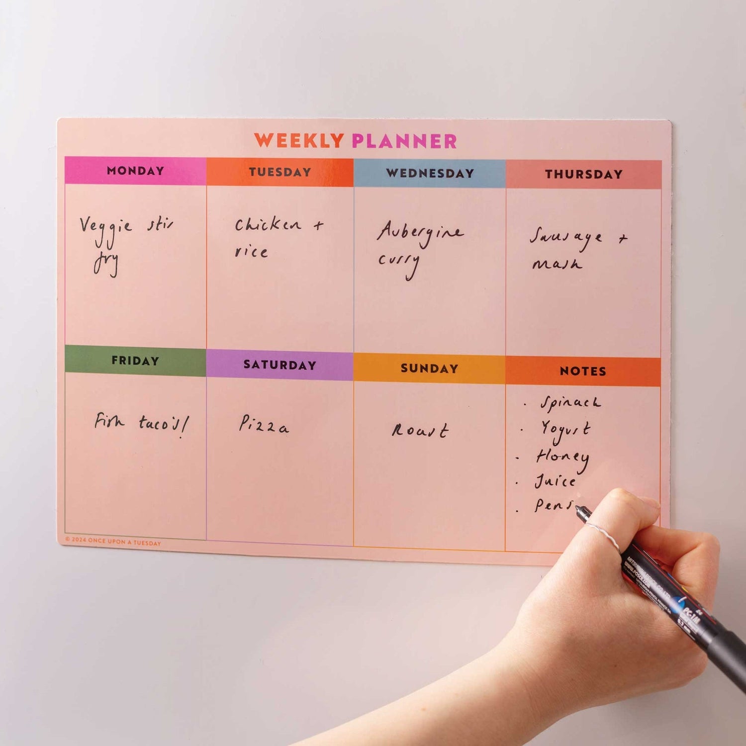 A4 Magnetic Rainbow Grid Weekly Planner | Fridge Magnet Planner