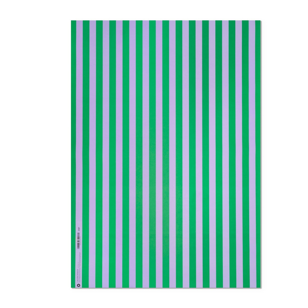 Green and Lavender Striped Wrapping Paper