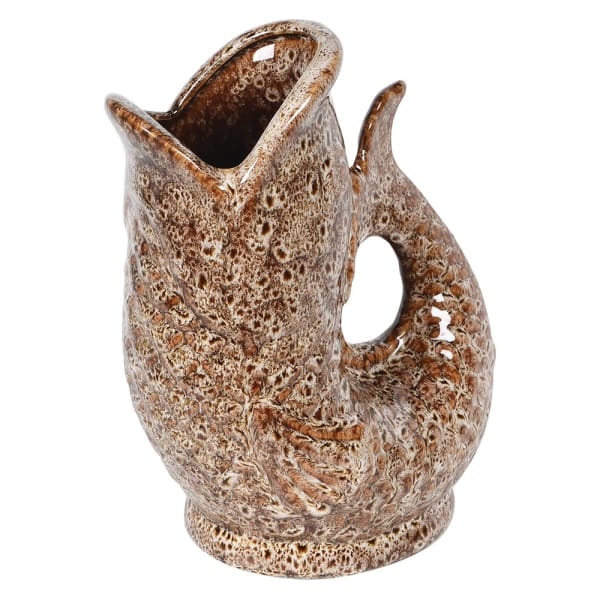 Ceramic Brown Speckled Fish Jug