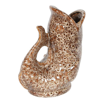 Ceramic Brown Speckled Fish Jug