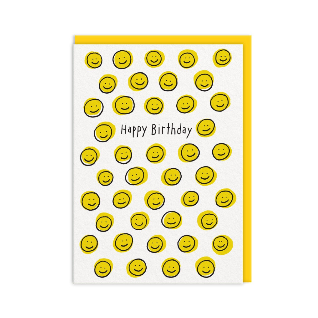 Yellow Smile Happy Birthday Card