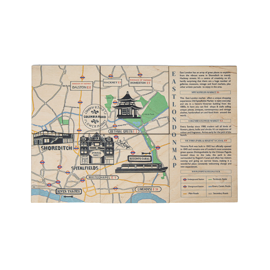 East London Map Coaster By Inspitalfields Set of 6