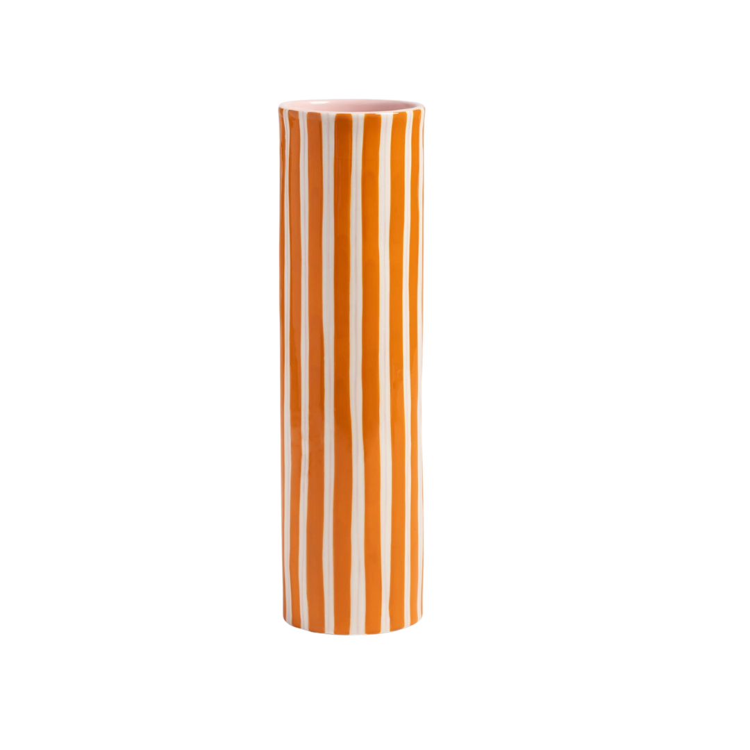  pink and orange striped vase 