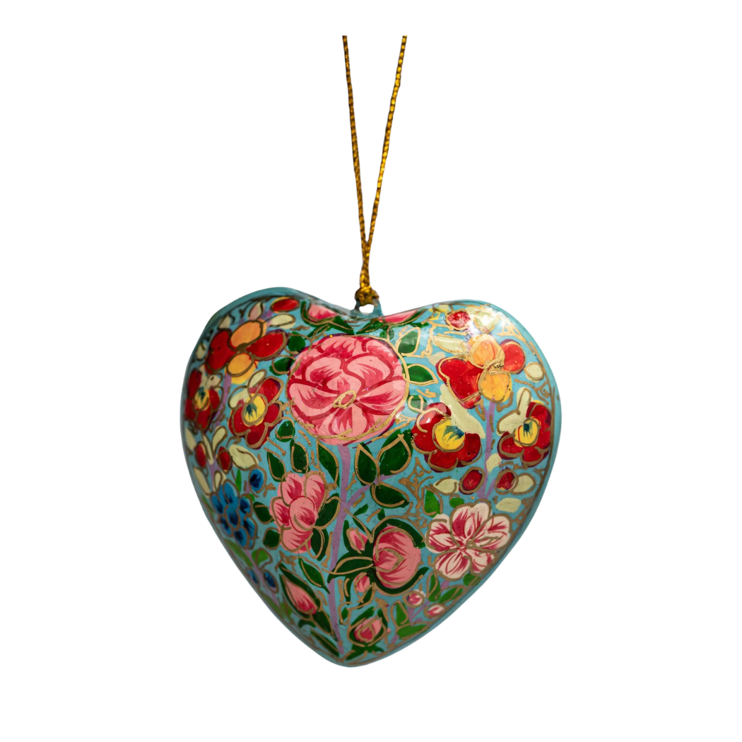 Indian 11 Floral Heart Hanging Christmas Bauble