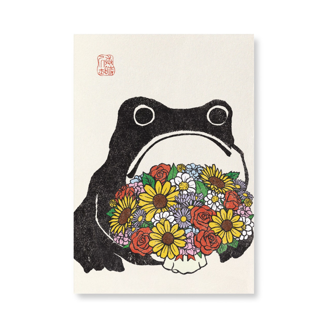 Frog With A Bouquet Of Flowers Card