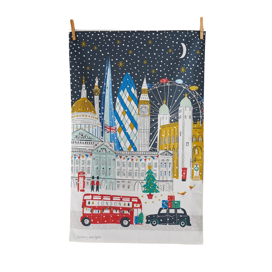 London Winter 100% Cotton Tea Towel