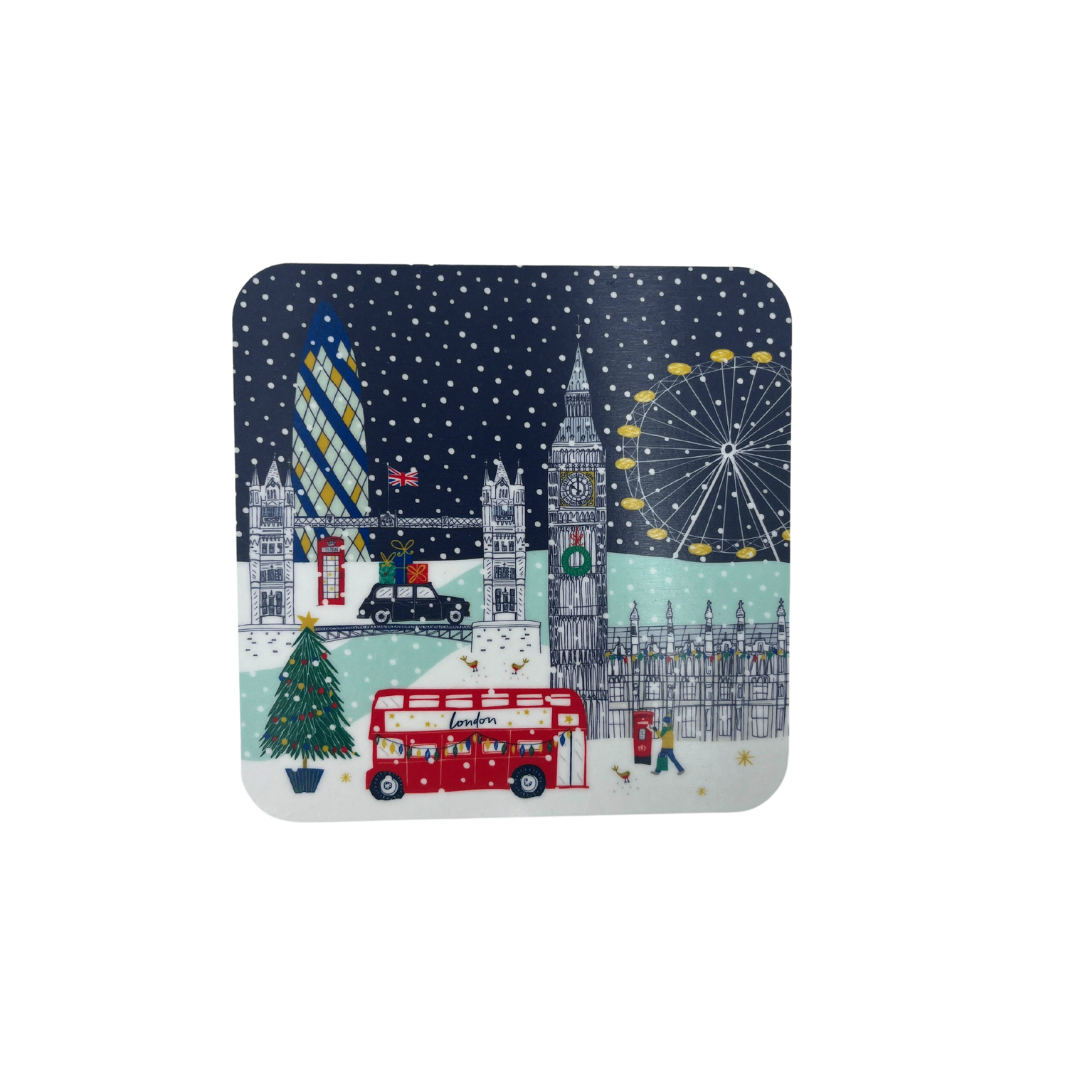 Winter London Scene 1 Square Coaster