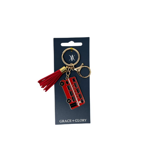 Red Bus Metal Bag Charm