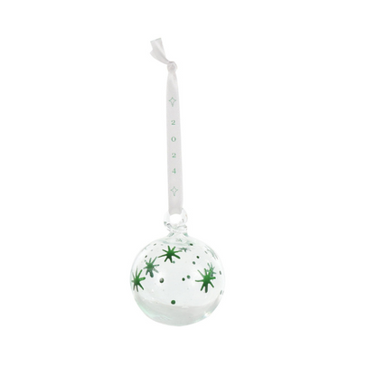 Clear Green Star 2024 Glass Bauble