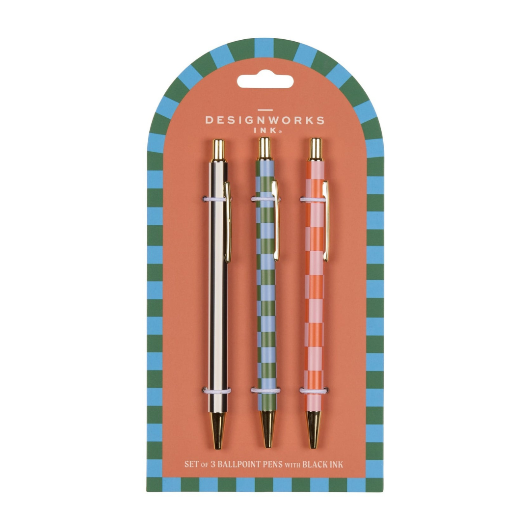 A Dopo Set 3 Pens Stripes and Checks