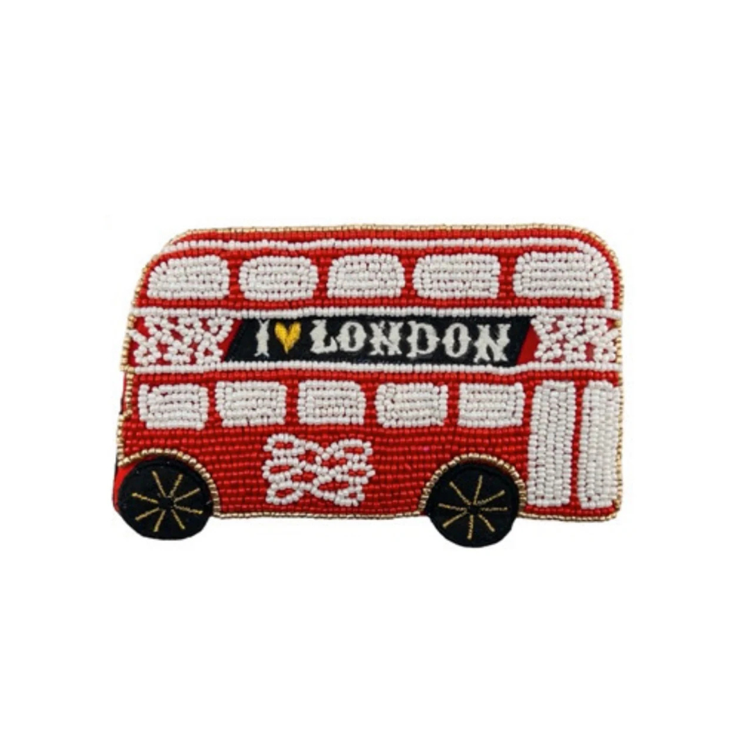 Red London Bus Beaded Purse