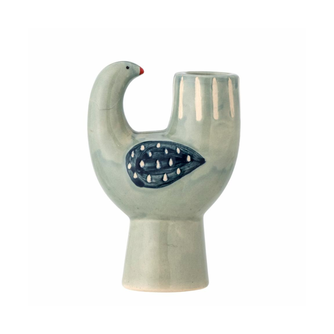 Trudy Hand-Painted Stoneware Blu Candle Holder