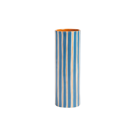  blue and orange striped vase 