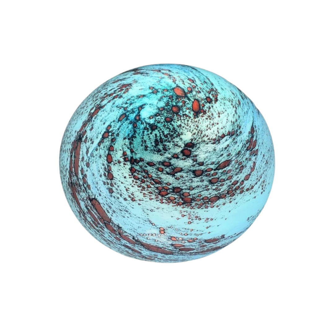 Blue Brown Planet Glass Lamp