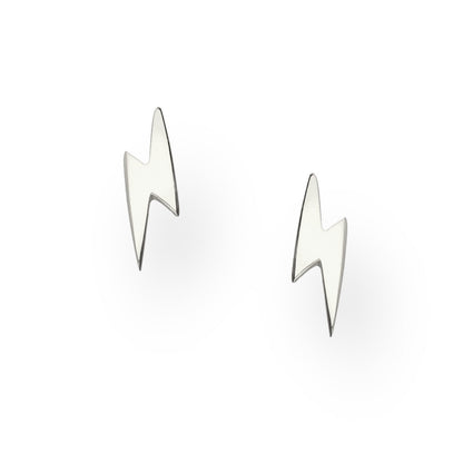 Lightening Bolt Silver Stacker  Stud Earrings