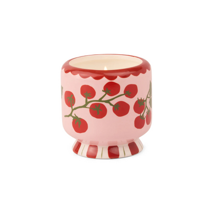 Pink &amp; Red &quot;Tomato Vine&quot; Ceramic Soy Wax Candle 8oz