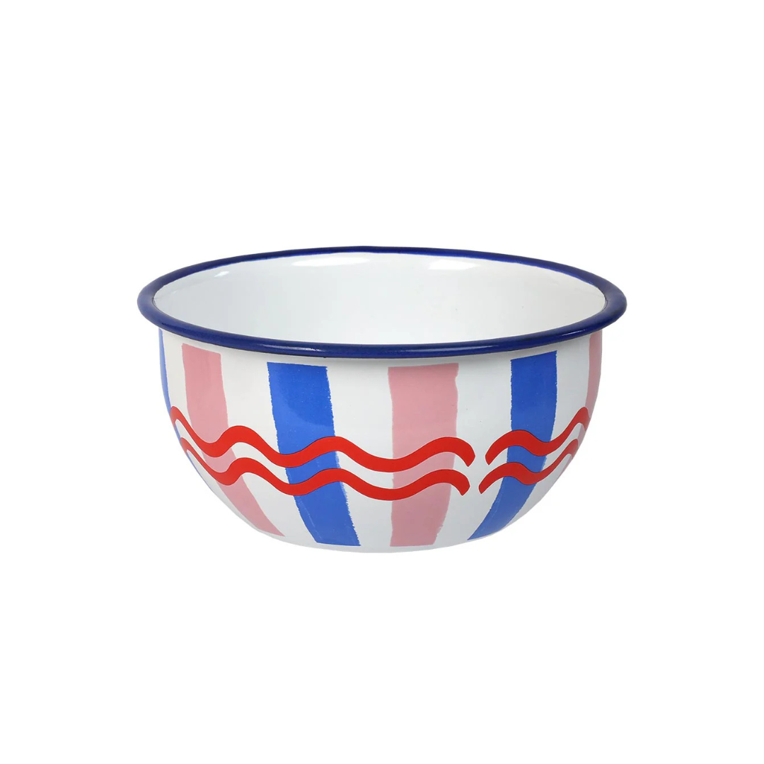  Blue Red &amp; Pink Bowl Stripe Tomato