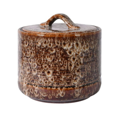 Mottled Brown Lidded Pot