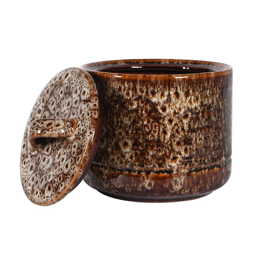 Mottled Brown Lidded Pot