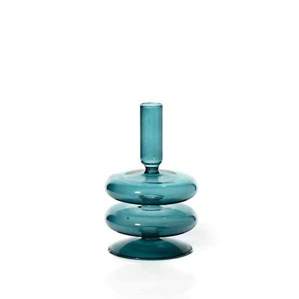 Glass Taper Holder in Ocean Teal