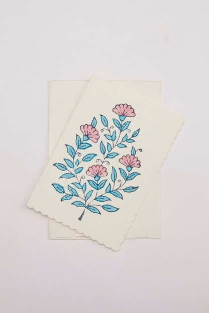 Malika Sunshine Pink &amp; Blue - Handcrafted Notecard Set 6 Pack