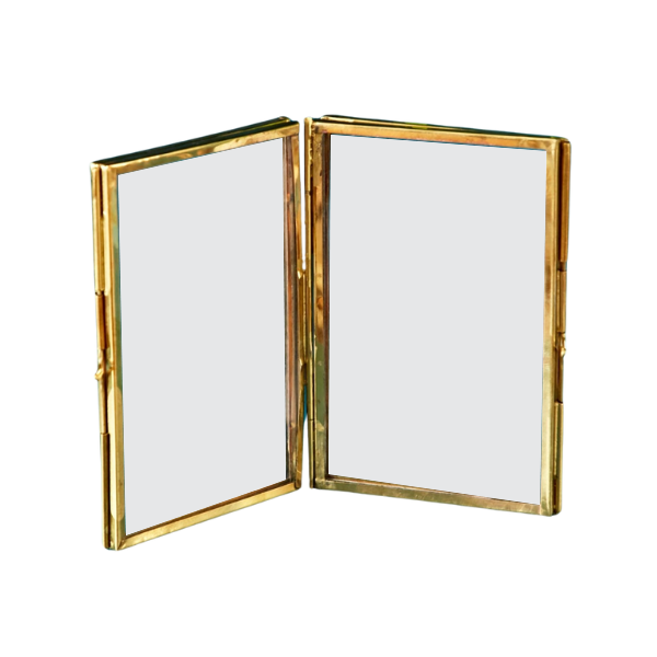 Large Recycled Metal Glass Double Photo Frame