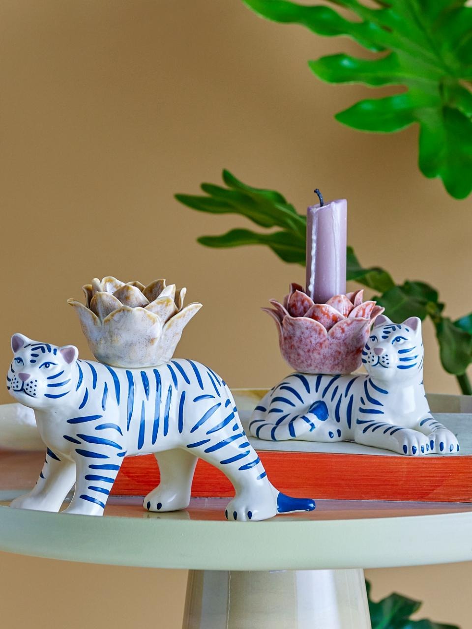 Rory Stoneware Hand-Painted  Candle Holder