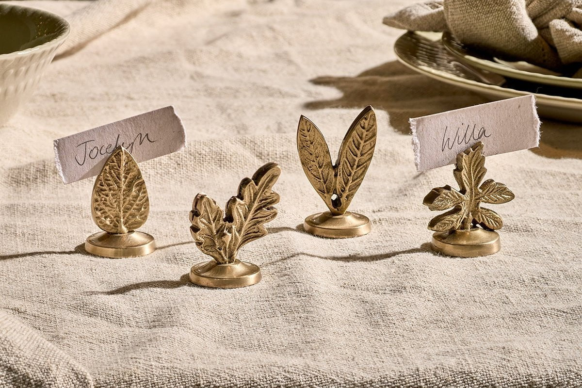 Leaf Brass Place Card Hoder