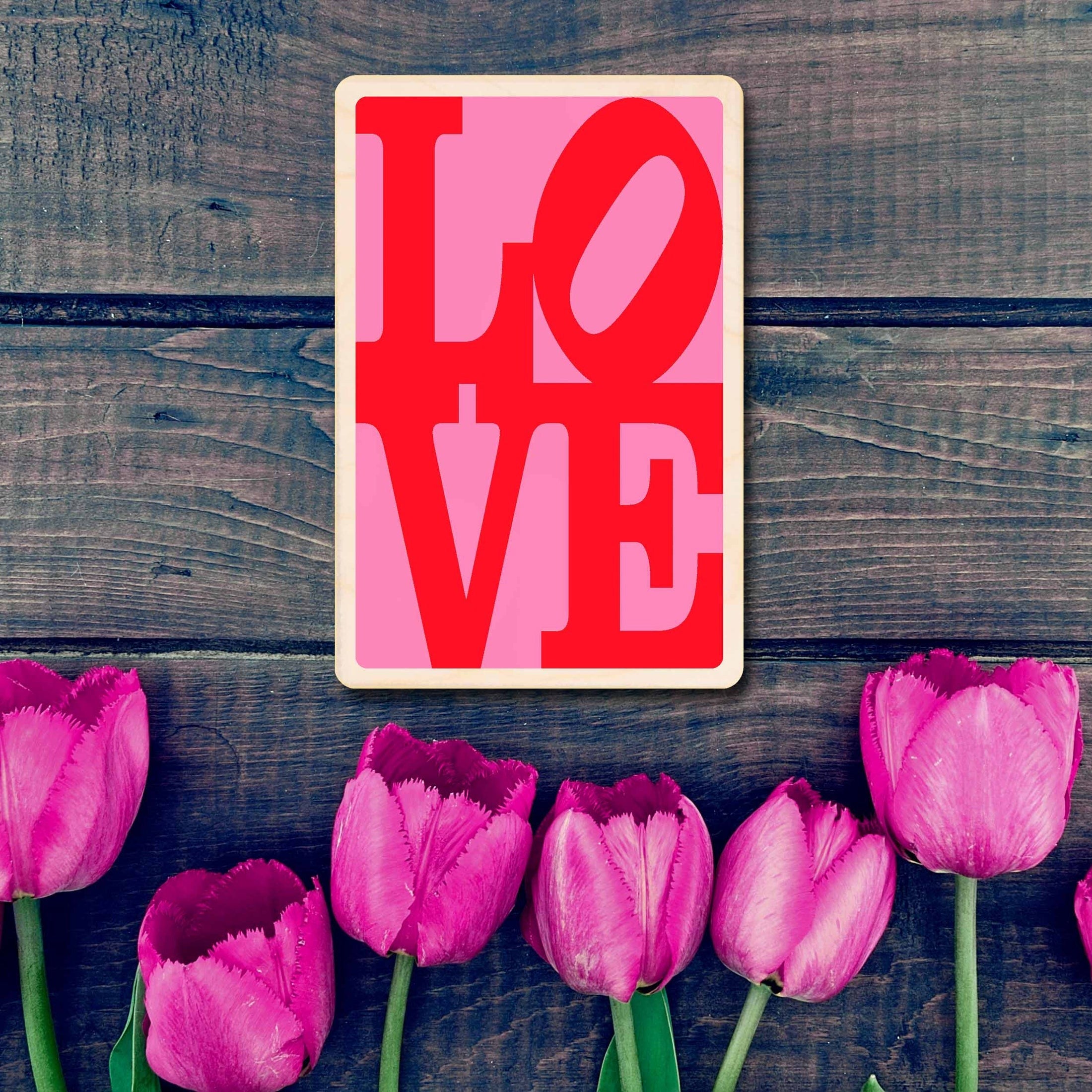 Love Wooden Postcard