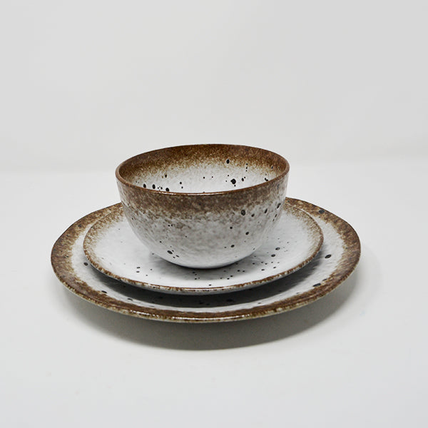 White &amp; Brown Stoneware Dinning Set