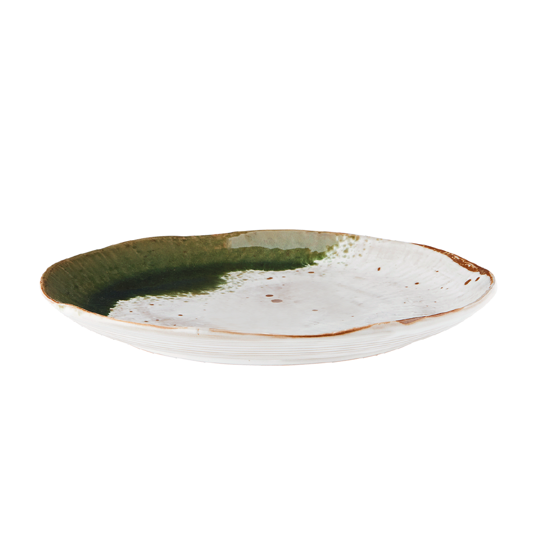 Green Stoneware Speckled Dinner Plate