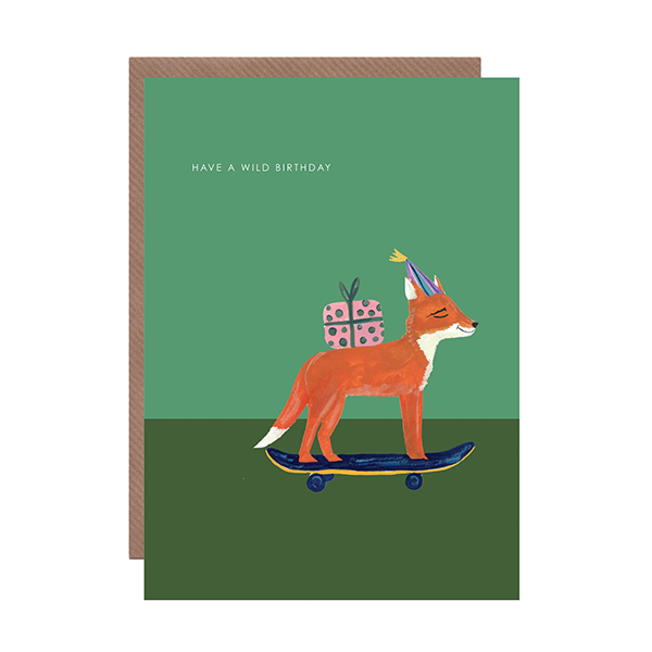 Fox On A Skateboard Card