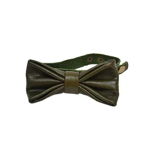 Green Leather Bow Tie 