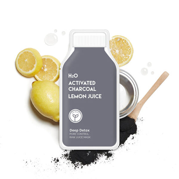 H20 activated charcoal lemon juice Deep detox Raw juice mask