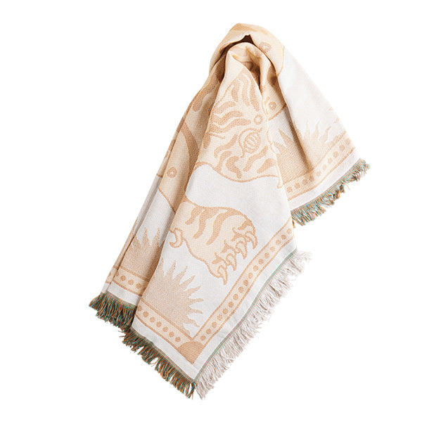 Tibetan Tiger Women Blanket in Warm Beige